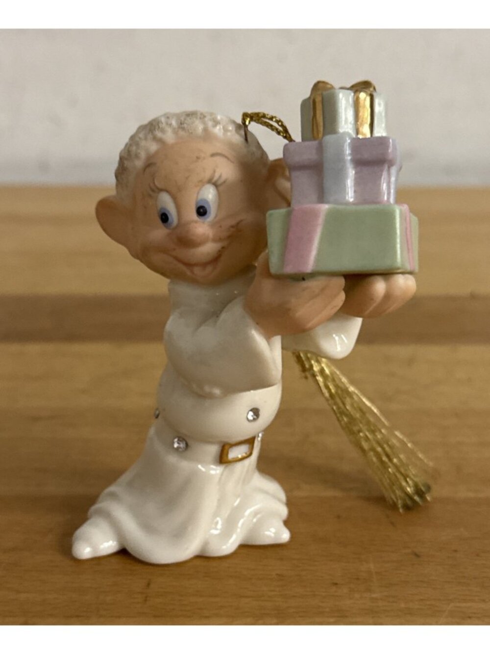 Lenox Ornament Disney Dopey's Holiday Surprise Dwarf with Presents - NICE